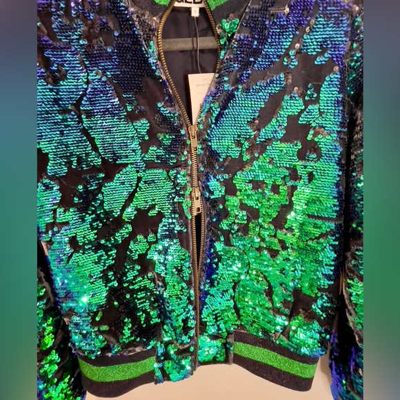 New Year’s sequin bomber jacket mermaid Mardi Gras party holiday fun coat gift - Picture 6 of 8